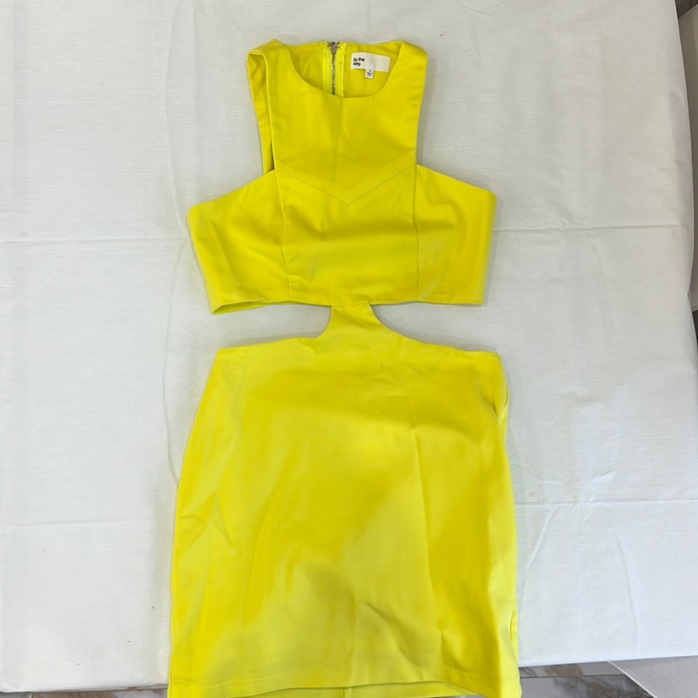 Yellow Dress With Side Cut Outs.